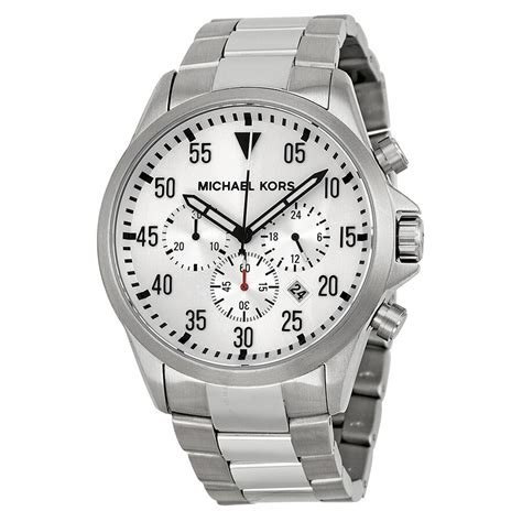 michael kors gage silver tone chronograph watch|Gage Silver.